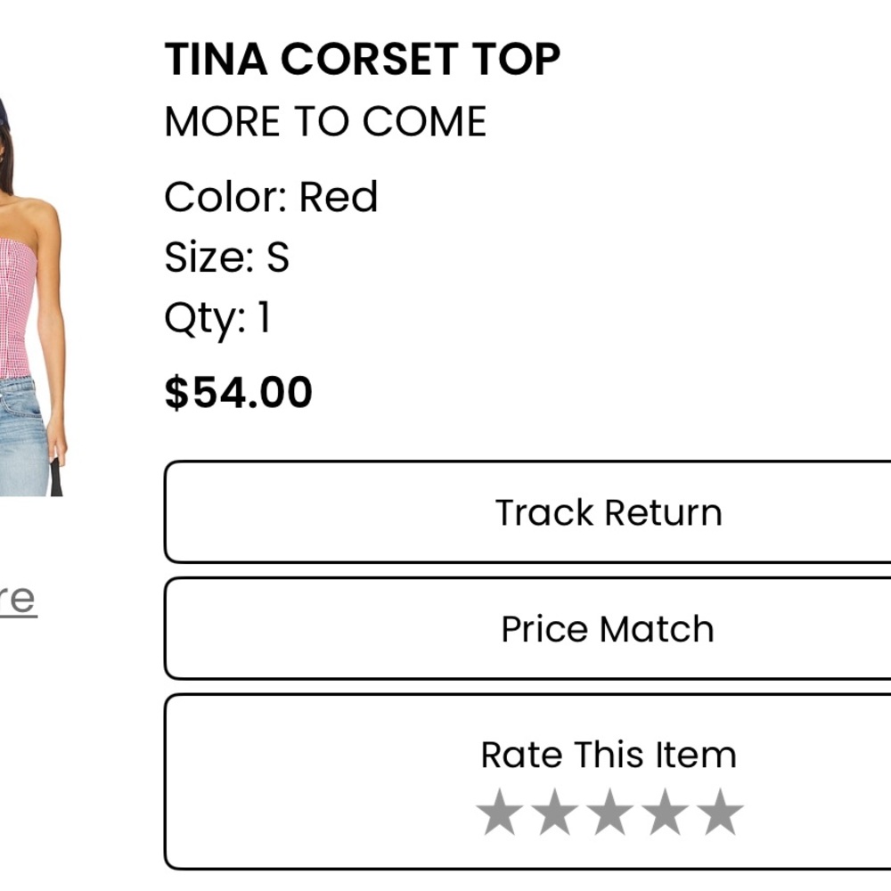 Red and White checkered Tina corset top - Picture 4 of 4